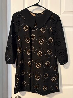 House of Balfour Black Eyelet Shift Dress with Peter Pan Collar